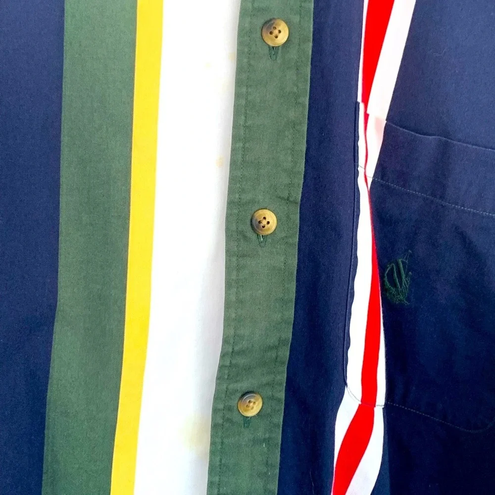 MENS VINTAGE 90’S COLOR BLOCKED NAUTICA BUTTON UP LONGSLEEVE SHIRT SIZE MEDIUM - Picture 4 of 6